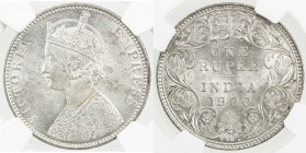 BRITISH INDIA: Victoria, Empress, 1876-1901, AR rupee, 1900-B, KM-492, very nice luster, NGC graded MS63.
Estimate: $80 - $120