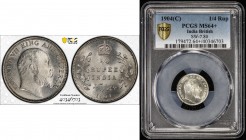 BRITISH INDIA: Edward VII, 1901-1910, AR ¼ rupee, 1904(c), KM-506, S&W-7.80, wonderful blast-white luster, and very clean surfaces, PCGS graded MS64+....