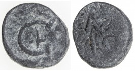 TRANQUEBAR: Christian IV, 1620-1648, lead kas (3.48g), 1645, KM-34, Jensen-67, crowned C4 // CH / CAS / 1645, with CH probably for the company ship Ch...