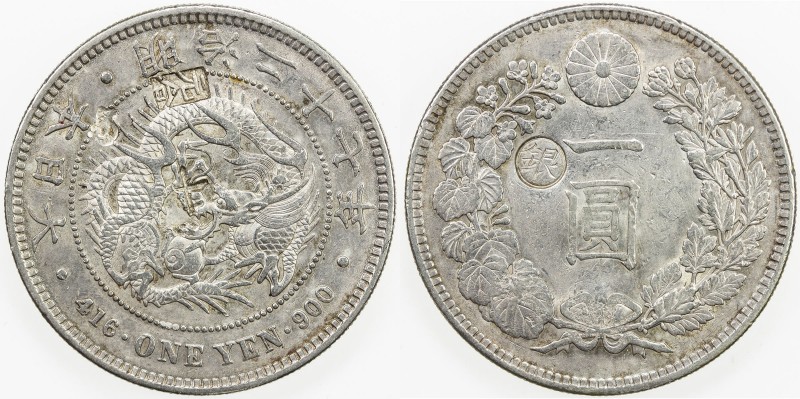 CHOPMARKED COINS: JAPAN: Meiji, 1868-1912, AR yen, year 27 (1894), Y-28a.2, with...