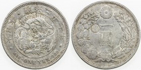 CHOPMARKED COINS: JAPAN: Meiji, 1868-1912, AR yen, year 27 (1894), Y-28a.2, with gin countermark left for Osaka mint, plus large Chinese merchant chop...