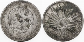 CHOPMARKED COINS: MEXICO: Republic, AR 8 reales, 1883-Cn, KM-377.3, assayer AM, several large Chinese merchant chopmarks, Fine, ex D. R. Bain Collecti...