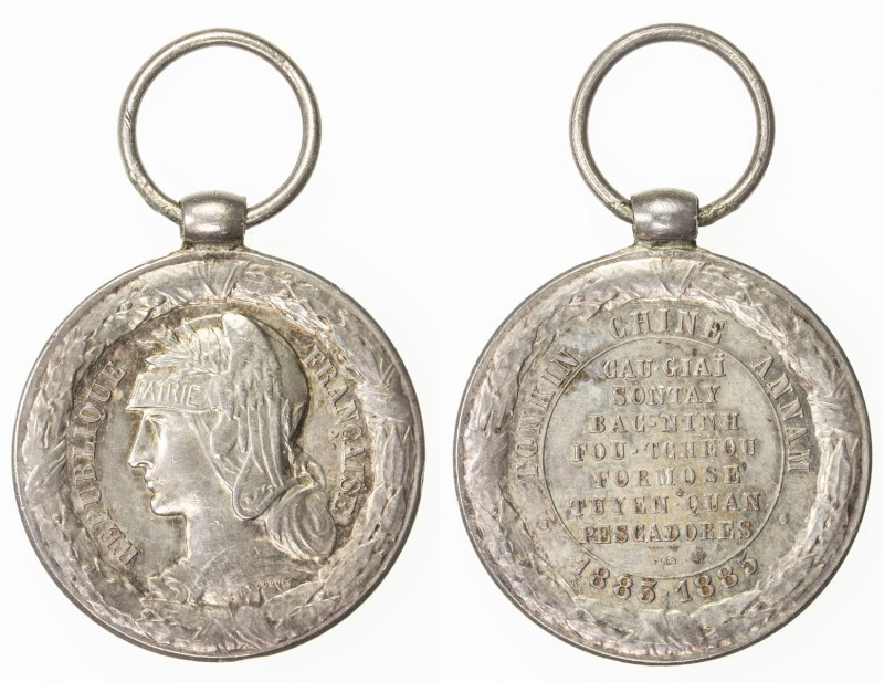 FRENCH INDOCHINA: French Colony, AR medal (14.98g), 1885, Barac-284, Dorling-424...