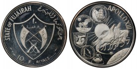 FUJEIRA: Muhammad bin Hamad al-Sharqi, 1952-1974, AR 10 riyals, 1970/AH1389, KM-19, Apollo Moon Landing Program - Apollo XIII, numbered 10974, PCGS gr...