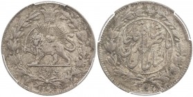 IRAN: Nasir al-Din Shah, 1848-1896, AR 1000 dinars, Tehran, AH1295, KM-899, lovely old toning, PCGS graded AU58. CAC.
Estimate: $50 - $75