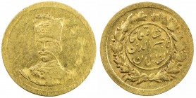 IRAN: Nasir al-Din Shah, 1848-1896, AV 2000 dinars (0.56g) (Tehran), AH1301, KM-924, boldly clear date, AU, S, ex Dabestani Collection. 
Estimate: $8...
