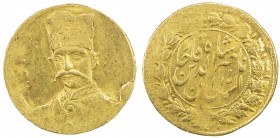 IRAN: Nasir al-Din Shah, 1848-1896, AV 5000 dinars (1.46g), Tehran, AH1305, KM-927, EF-AU, S, ex Dabestani Collection. 
Estimate: $100 - $150