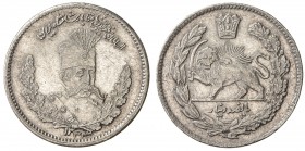 IRAN: Muzaffar al-Din Shah, 1896-1907, AR 500 dinars, Tehran, AH1323, KM-977, bold strike, cleaned, choice EF-AU, ex Dabestani Collection. 
Estimate:...