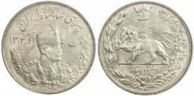 IRAN: Reza Shah, 1925-1941, AR 5000 dinars, SH1306, KM-1106, lustrous AU, ex Dabestani Collection. 
Estimate: $70 - $90