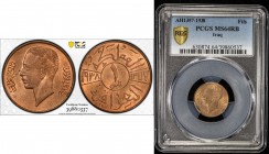 IRAQ: Ghazi I, 1933-1939, AE fils, 1938/AH1357, KM-102, lovely example with an abundance of red, PCGS graded MS64 RB.
Estimate: $75 - $100