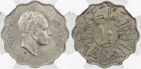 IRAQ: Faisal II, 1939-1958, 10 fils, 1953/AH1372, KM-112, one-year type, NGC graded MS63.
Estimate: $75 - $95