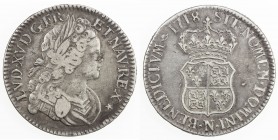 FRANCE: Louis XV, 1715-1774, AR écu de France-Navarre, Montpellier, 1718-N, KM-435.14, Dav-1327, Gadoury-318, child head, a few tiny flan flaws, two-y...