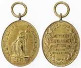 FRANCE: gilt bronze oval badge medal (21.74g), ND (circa 1800), 32x44mm, by J. M. Maurisset; REPUBLIQUE FRANÇAISE around figure of Liberty with fasces...