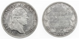SAXONY: Friedrich August I, 1806-1827, AR thaler, 1827, KM-1111.1, Dav-863, initial S, Death of King Friedrich August, cleaned, but starting to retone...
