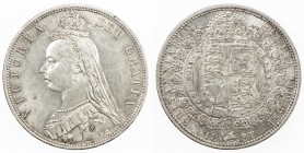 GREAT BRITAIN: Victoria, 1837-1901, AR ½ crown, 1887, KM-764, S-3924, lightly cleaned, EF-AU.
Estimate: $50 - $75