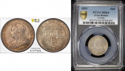 GREAT BRITAIN: Victoria, 1837-1901, AR shilling, 1893, KM-780, S-3940, beautiful shimmering luster, PCGS graded MS64.
Estimate: $80 - $120