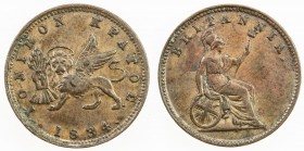 IONIAN ISLANDS: William IV, 1830-1837, AE lepton, 1834, KM-34, lion of St. Mark holding a Bible and seven bundled arrows // Britannia seated right, VF...