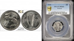 IRELAND: Free State, AR 3 pence, 1934, KM-4, brilliant cartwheel luster, with only one NGC example a grade higher, PCGS graded MS64.
Estimate: $75 - ...