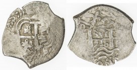 BOLIVIA: Felipe V, 1700-1746, AR 2 reales (7.15g), 1716-P, KM-29, assayer Y, Potosí Mint cob issue, interesting double-struck reverse, 2 dates, VF, ex...