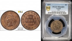CANADA: Victoria, 1837-1901, AE cent, 1893, KM-7, triple 9 variety, PCGS graded MS64 BN.
Estimate: $75 - $100