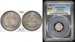 COSTA RICA: Republic, AR 5 centavos, 1890, KM-125, struck at the Heaton mint, Birmingham, PCGS graded MS64.
Estimate: $40 - $60