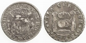 GUATEMALA: Carlos III, 1759-1788, AR 4 reales, 1768-G, KM-26, assayer P, Pillar type, repaired, some porosity on reverse, nicely toned, VG.
Estimate:...