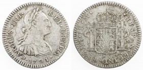GUATEMALA: Carlos IV, 1788-1808, AR real, 1791-NG, KM-54, assayer M, well struck, VF.
Estimate: $100 - $150