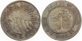 HONDURAS: State, AE 2 reales (4.41g), 1833-T, as KM-19, probable contemporary imitation, with PROVISINAL error spelling in legend, light reverse oxida...