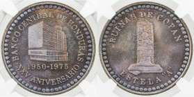HONDURAS: AR medal, 1975, 31mm 16g silver medal for the 25th Anniversary of the Honduras Central Bank, building at center with BANCO CENTRAL DE HONDUR...
