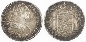 MEXICO: Carlos IV, 1788-1808, AR 8 reales, 1796-Mo, KM-109, assayer FM, old deep album toning, VF-EF.
Estimate: $65 - $85