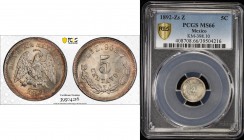 MEXICO: Republic, AR 5 centavos, 1892-Zs, KM-398.10, a superb quality example! PCGS graded MS66.
Estimate: $75 - $125