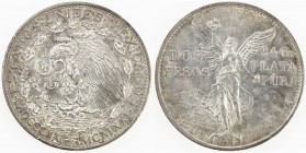 MEXICO: Estados Unidos, AR 2 pesos, 1921, KM-462, Centennial of Independence, nice peripheral toning, AU.
Estimate: $80 - $120