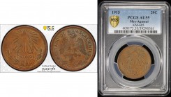 MEXICO: Revolutionary issue, AE 20 centavos, Aguacalientes, 1915, KM-605, attractive toning, PCGS graded AU55.
Estimate: $50 - $75