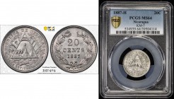 NICARAGUA: Republic, AR centavos, 1887, KM-7, struck at the Heaton mint, Birmingham, PCGS graded MS64.
Estimate: $50 - $75