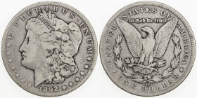 UNITED STATES: AR dollar (26.73g), 1892-CC, Good, Carson City mint, better date.
Estimate: $80 - $100