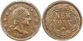 UNITED STATES: AE token, 1863, Fuld-100/442, PCGS graded AU58, Washington - New York, Patriotic Union Civil War token, copper.
Estimate: $40 - $60