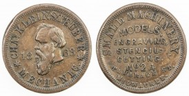 UNITED STATES: AE Civil War token, 1863, Fuld-WI-510-V-1a, VF, Large (24mm) size, Charles Kleinsteuber, Mechanic, Milwaukee, WI, R-4 (Fuld). 
Estimat...