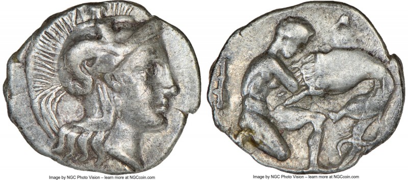 CALABRIA. Tarentum. Ca. 380-280 BC. AR diobol (12mm, 6h). NGC XF. Ca. 325-280 BC...
