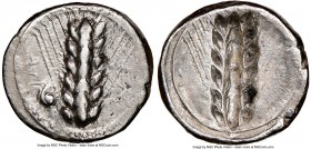 LUCANIA. Metapontum. Ca. 470-440 BC. AR stater (20mm, 6h). NGC Choice VF, brushed ME-TA, barley ear with seven grains; rams head on left; guilloche bo...