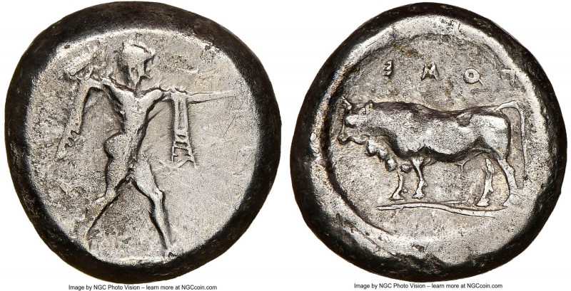 LUCANIA. Poseidonia. Ca. 470-420 BC. AR stater (17mm, 6h). NGC Choice Fine, brus...