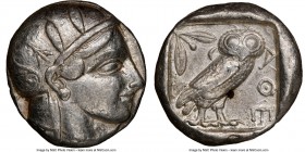 ATTICA. Athens. Ca. 455-440 BC. AR tetradrachm (23mm, 17.16 gm, 11h). NGC Choice VF 5/5 - 3/5. Early transitional issue. Head of Athena right, wearing...