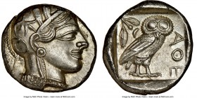 ATTICA. Athens. Ca. 440-404 BC. AR tetradrachm (25mm, 17.21 gm, 8h). NGC MS 5/5 - 4/5, brushed. Mid-mass coinage issue. Head of Athena right, wearing ...