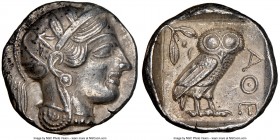 ATTICA. Athens. Ca. 440-404 BC. AR tetradrachm (25mm, 17.16 gm, 1h). NGC AU 5/5 - 4/5. Mid-mass coinage issue. Head of Athena right, wearing crested A...