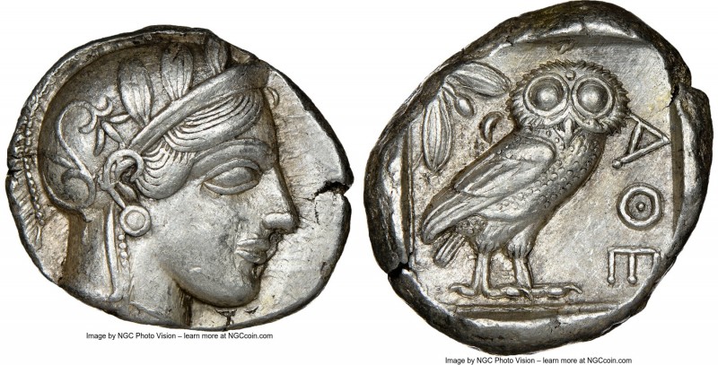 ATTICA. Athens. Ca. 440-404 BC. AR tetradrachm (25mm, 17.19 gm, 7h). NGC AU 5/5 ...