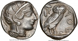 ATTICA. Athens. Ca. 440-404 BC. AR tetradrachm (25mm, 17.11 gm, 8h). NGC AU 5/5 - 4/5. Mid-mass coinage issue. Head of Athena right, wearing crested A...