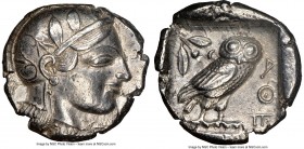 ATTICA. Athens. Ca. 440-404 BC. AR tetradrachm (25mm, 17.14 gm, 11h). NGC Choice XF 5/5 - 4/5. Mid-mass coinage issue. Head of Athena right, wearing c...