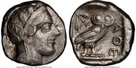ATTICA. Athens. Ca. 440-404 BC. AR tetradrachm (24mm, 17.17 gm, 10h). NGC Choice XF 5/5 - 3/5. Mid-mass coinage issue. Head of Athena right, wearing c...
