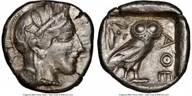 ATTICA. Athens. Ca. 440-404 BC. AR tetradrachm (24mm, 17.18 gm, 9h). NGC XF 4/5 - 3/5, marks. Mid-mass coinage issue. Head of Athena right, wearing cr...