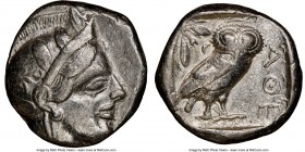 ATTICA. Athens. Ca. 440-404 BC. AR tetradrachm (24mm, 17.18 gm, 2h). NGC VF 4/5 - 3/5. Mid-mass coinage issue. Head of Athena right, wearing crested A...