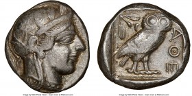 ATTICA. Athens. Ca. 440-404 BC. AR tetradrachm (24mm, 17.19 gm, 4h). NGC VF 3/5 - 4/5. Mid-mass coinage issue. Head of Athena right, wearing crested A...